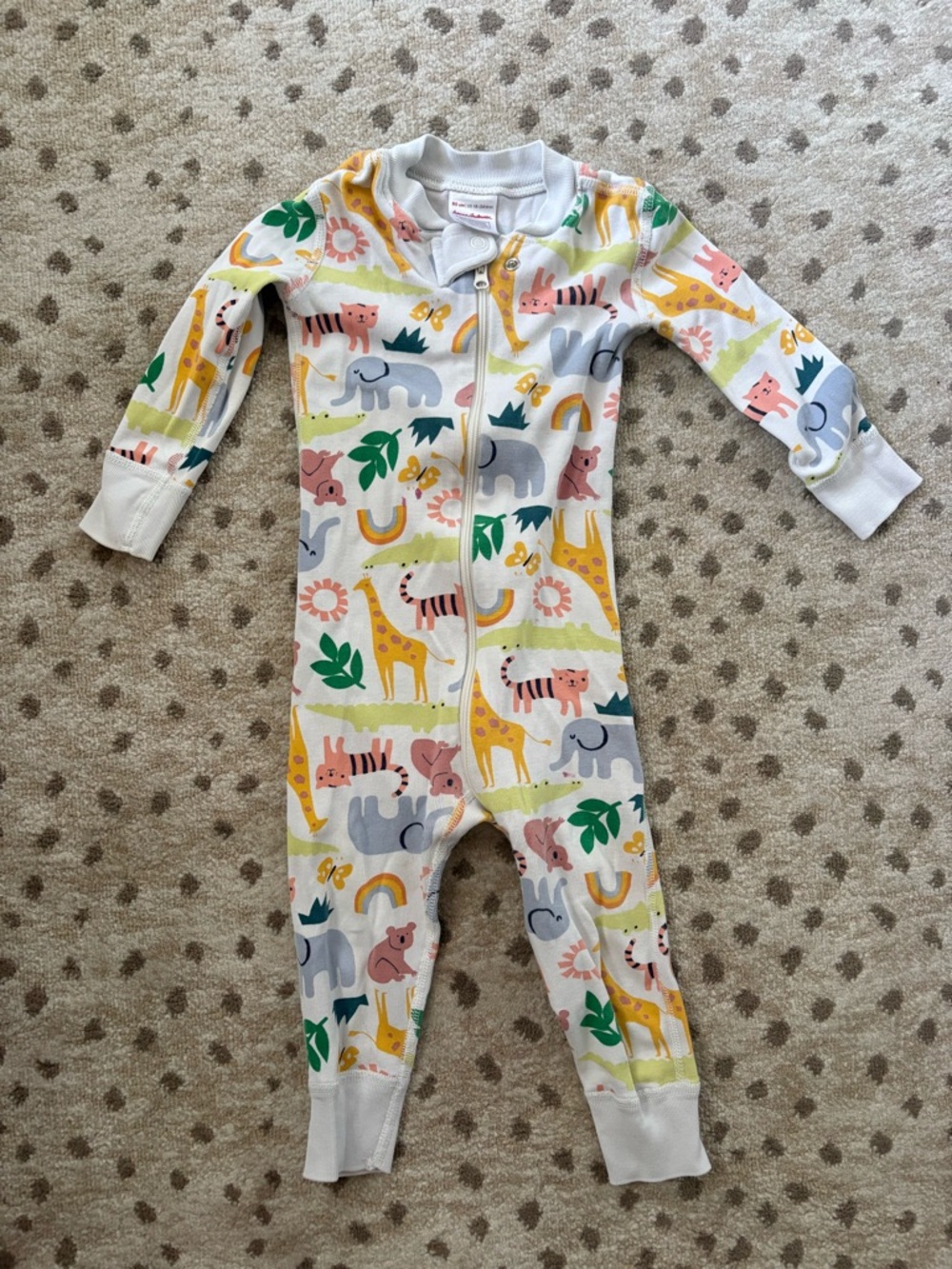 Hanna Andersson One-Piece Zip Pajama - Multicolor Animal Print she 18-24 months